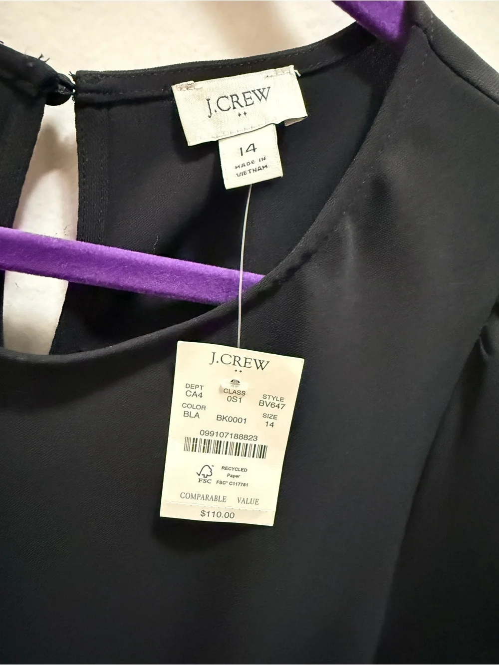 J. Crew Black Short-Sleeve Midi Dress